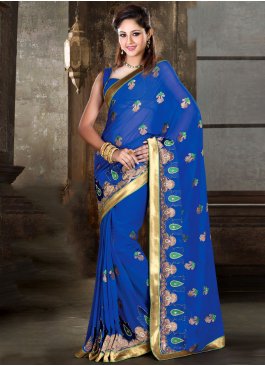 Gratifying Net Booti Work and Embroidered Green Half N Half Saree