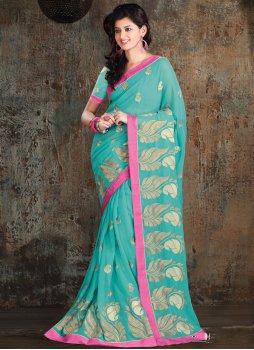 Karishma Kapoor Blue Silk Trendy Saree