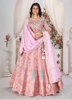 Adorable Pink Jacquard Readymade Lehenga Choli