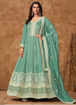Aqua Blue Color Trendy Gown