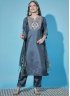 Astounding Embroidered Silk Blend Grey Pant Style Suit