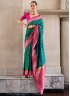 Auspicious Teal Weaving Silk Contemporary Saree