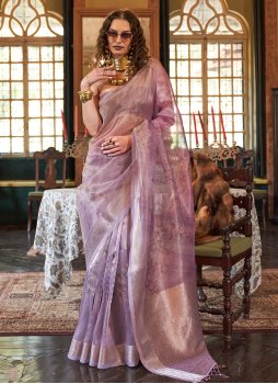 Awesome Purple Ceremonial Classic Saree