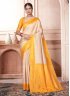 Beautiful Kanjivaram Silk Cream and Yellow Trendy Saree
