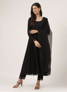 Black Ceremonial Cotton Designer Salwar Suit