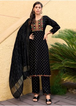 Black Foil Print Festival Trendy Salwar Kameez