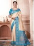 Blue and Cream Woven Trendy Saree