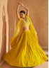 Capricious Plain Yellow Chinon Readymade Lehenga Choli