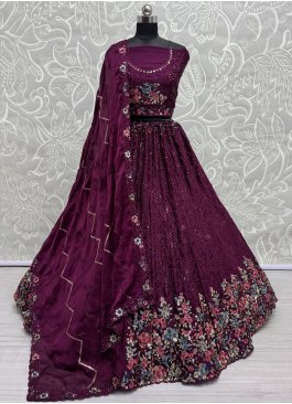 Chinon Fancy Trendy Lehenga Choli in Purple