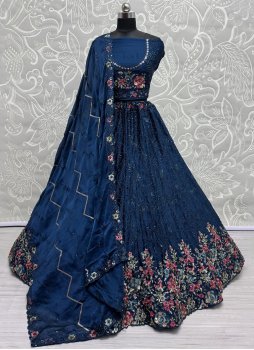 Chinon Floral Patterns Morpeach  Lehenga Choli