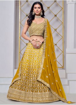 Chinon Trendy Lehenga Choli in Mustard