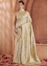 Cream Weaving Banarasi Silk Contemporary Saree