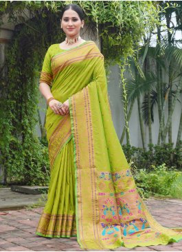 Dainty Green Paithni Trendy Saree