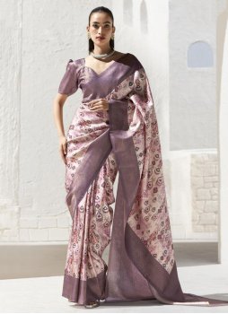 Delightsome Art Silk Pink and Purple Contemporary Saree