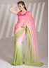 Distinctively Green and Pink Plain Chiffon Traditional Saree
