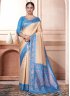 Distinguishable Blue and Cream Kanjivaram Silk Contemporary Saree