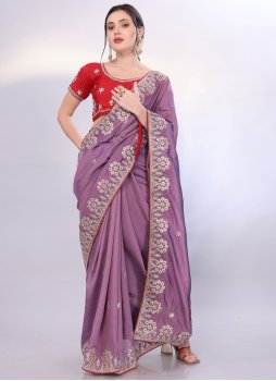 Flawless Lavender Festival Traditional Saree
