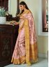 Floral Print Handloom silk Classic Saree in Rose Pink