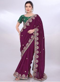 Gilded Purple Silk Designer Saree