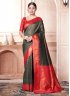 Green and Orange Woven Ceremonial Saree