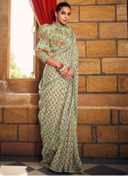 Green Color Contemporary Saree