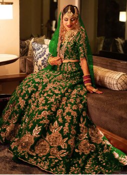 Green Dori Work Lehenga Choli