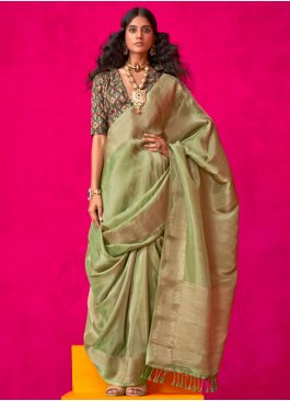 Green Festival Viscose Classic Saree
