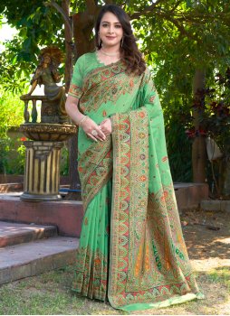Green Pashmina Classic Saree