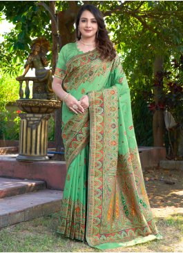 Green Pashmina Classic Saree