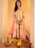 Haute Floral Patterns Yellow Silk Blend Trendy Salwar Kameez