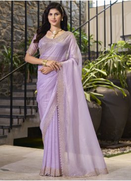 Lavender Cotton Silk Ceremonial Trendy Saree
