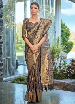 Majestic Grey Party Designer Saree