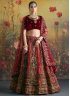 Maroon and Rani Color Long Choli Lehenga