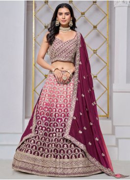 Maroon Chinon Lehenga Choli