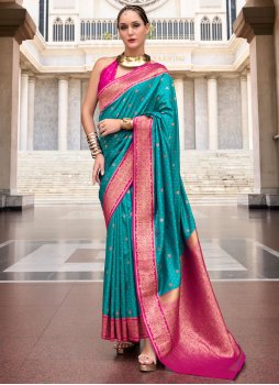 Modest Blue Trendy Saree