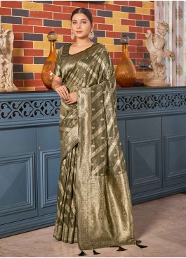 Modish Woven Shimmer Green Classic Saree