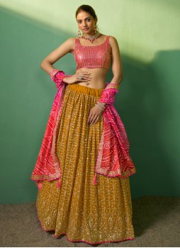 Mustard Wedding Georgette Designer Lehenga Choli