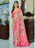 Mystical Floral Print Beige and Pink Trendy Saree