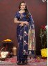 Navy Blue Silk Party Trendy Saree