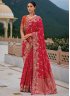 Opulent Stone Silk Crimson Trendy Saree