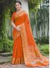 Orange Party Silk Designer Saree