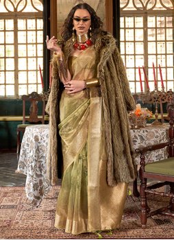 Organza Digital Print Saree in Sea Green