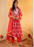 Outstanding Pink Embroidered Blended Cotton Readymade Salwar Kameez