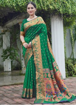 Paithni Green Weaving Contemporary Saree