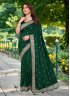 Pretty Vichitra Silk Green Embroidered Trendy Saree