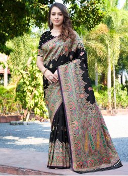 Princely Black Designer Saree