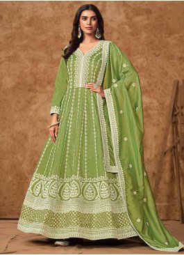 pure-dola Embroidered Gown  in Green