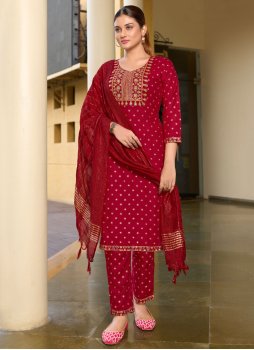 Rani Rayon Foil Print Readymade Salwar Suit