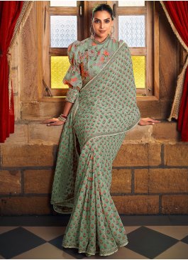 Sea Green Lace Trendy Saree