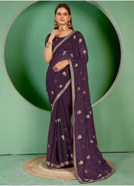 Shimmer Purple Swarovski Trendy Saree